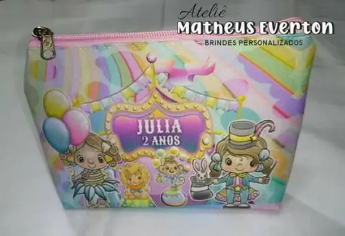 Necessaire Personalizada Circo Rosa ( Faço Outros Temas )