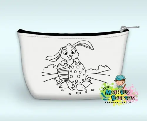 Necessaire Personalizada Coelhinho da Páscoa para Colorir