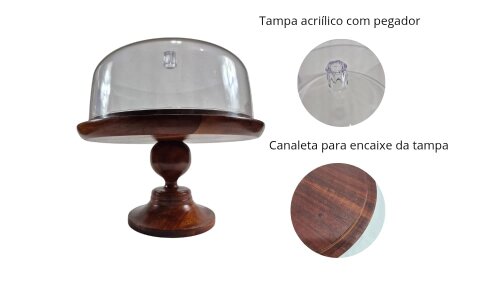 Boleira com Cúpula torneada em Madeira