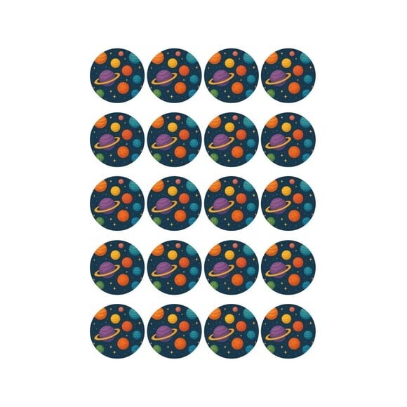 Adesivo Personalizado Latinha 5cm Planetas Coloridos