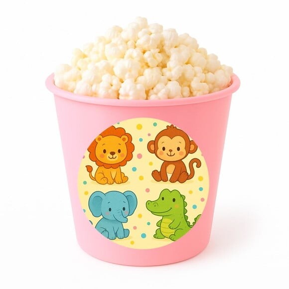 Balde de Pipoca Personalizado Infantil Animais Coloridos