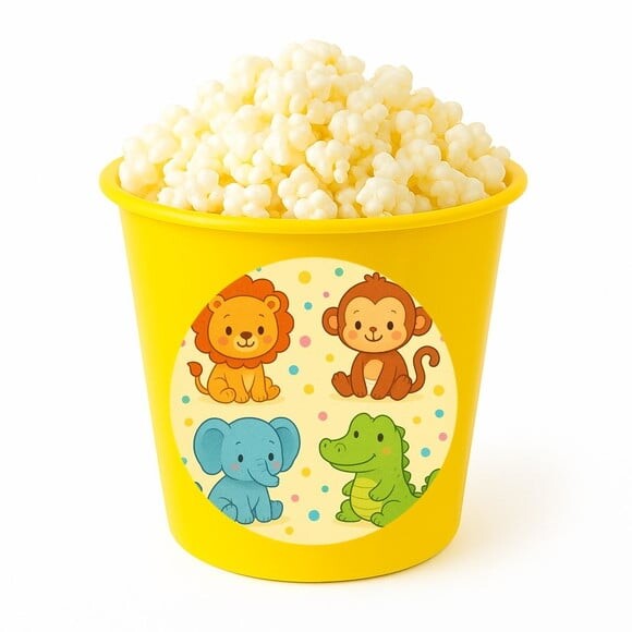 Balde de Pipoca Personalizado Infantil Animais Coloridos