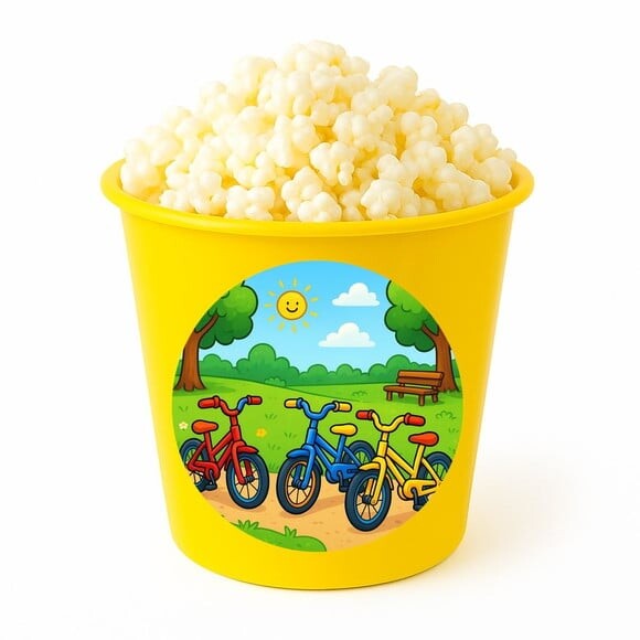 Balde de Pipoca Personalizado Infantil Bicicletas Coloridas