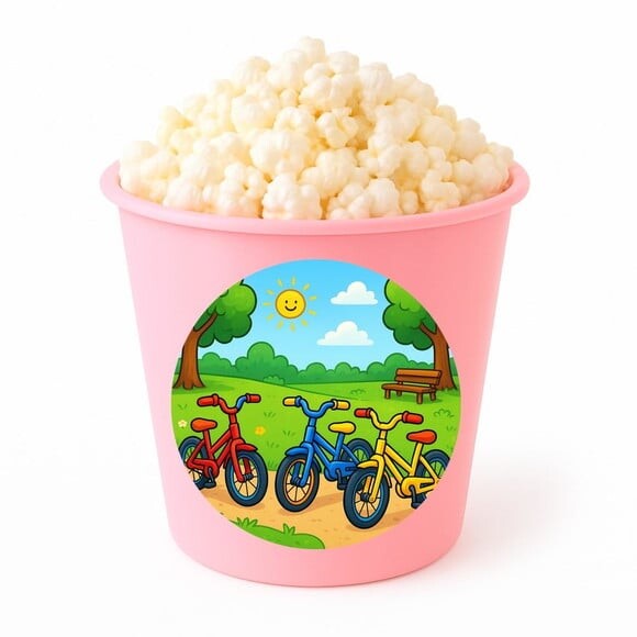 Balde de Pipoca Personalizado Infantil Bicicletas Coloridas