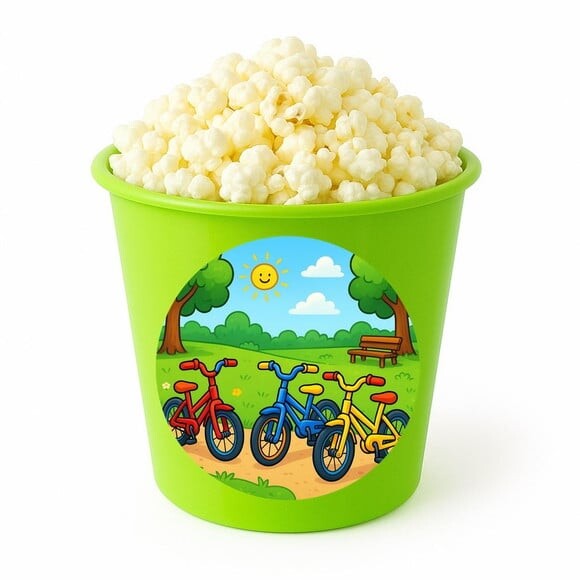 Balde de Pipoca Personalizado Infantil Bicicletas Coloridas