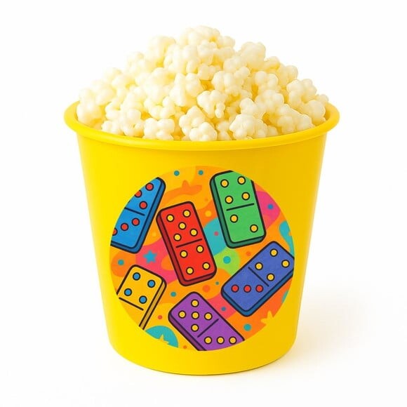 Balde de Pipoca Personalizado Infantil Dominós Coloridos
