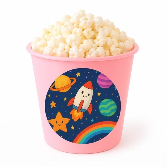 Balde de Pipoca Personalizado Infantil Espaço Colorido