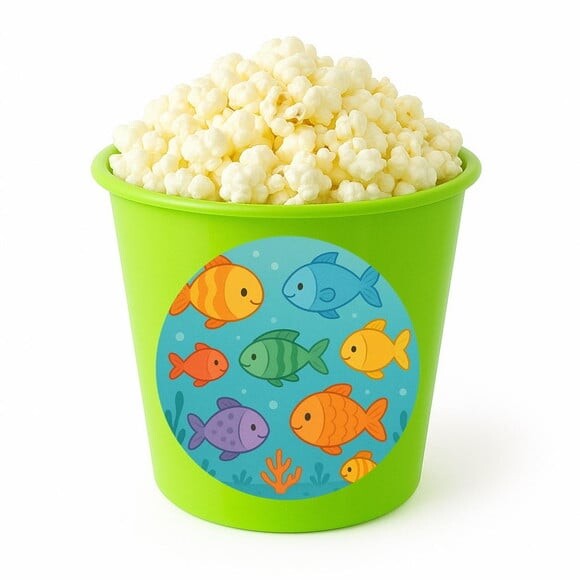 Balde de Pipoca Personalizado Infantil Peixinhos Coloridos