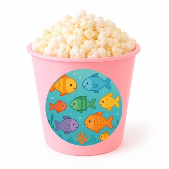 Balde de Pipoca Personalizado Infantil Peixinhos Coloridos