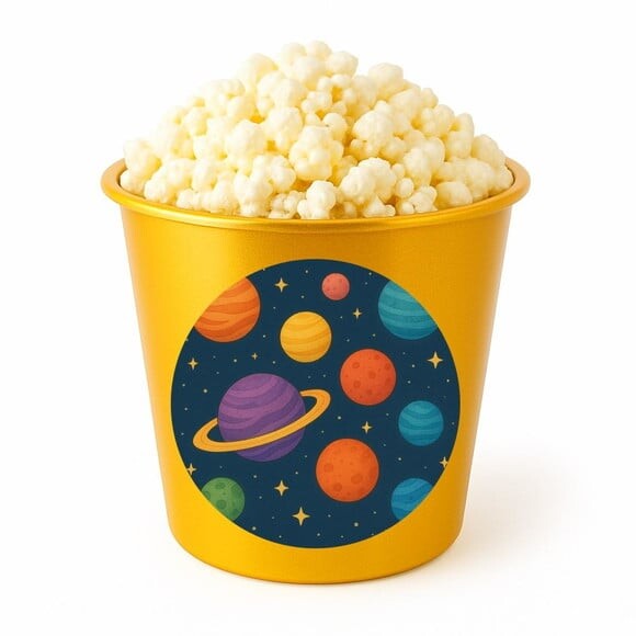 Balde de Pipoca Personalizado Infantil Planetas Coloridos