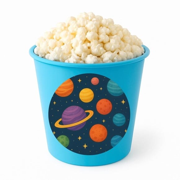 Balde de Pipoca Personalizado Infantil Planetas Coloridos