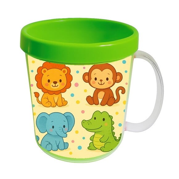 Caneca Acrílica Infantil Personalizada Animais Coloridos