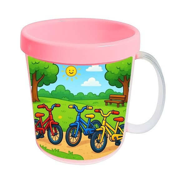 Caneca Acrílica Infantil Personalizada Bicicletas Coloridas