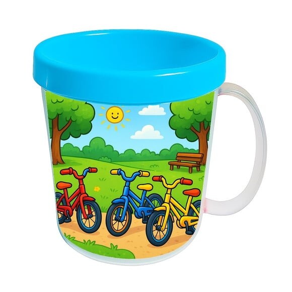 Caneca Acrílica Infantil Personalizada Bicicletas Coloridas
