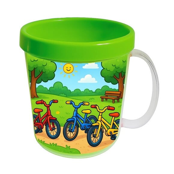 Caneca Acrílica Infantil Personalizada Bicicletas Coloridas