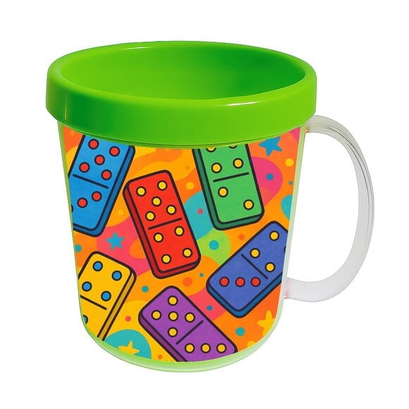 Caneca Acrílica Infantil Personalizada Dominós Coloridos