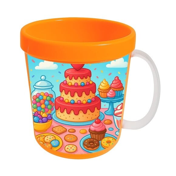Caneca Acrílica Infantil Personalizada Mesa Doces Coloridos