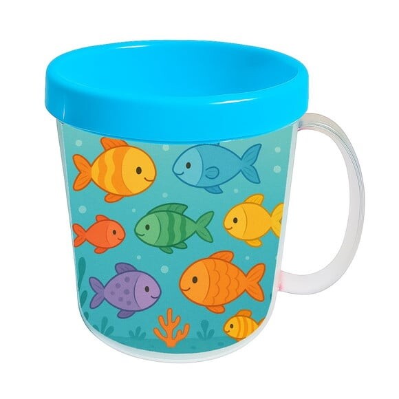 Caneca Acrílica Infantil Personalizada Peixinhos Coloridos