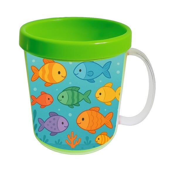 Caneca Acrílica Infantil Personalizada Peixinhos Coloridos