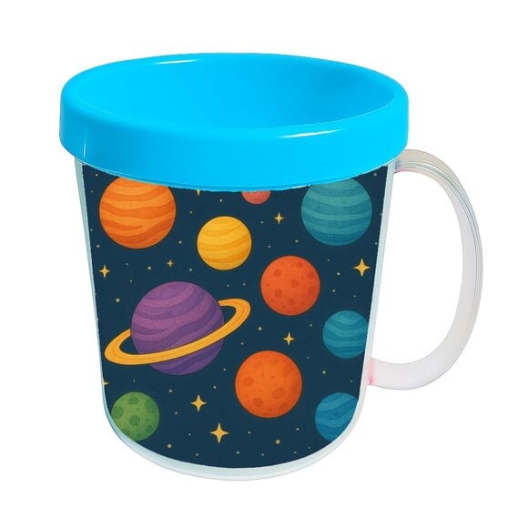 Caneca Acrílica Infantil Personalizada Planetas Coloridos