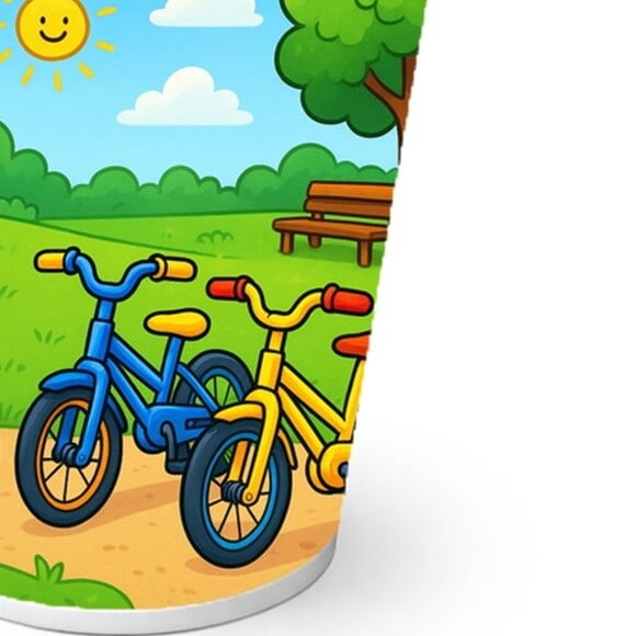Copo de Papel Aniversário Festa Bicicletas Coloridas