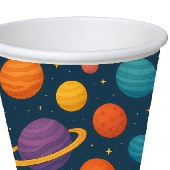Copo de Papel Aniversário Festa Planetas Coloridos