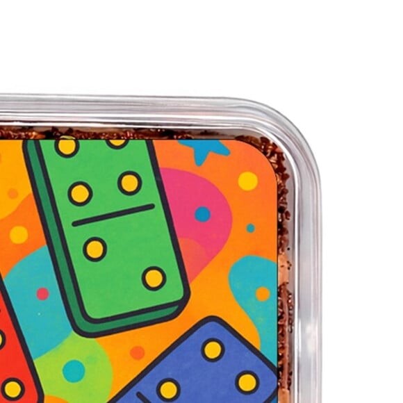 Embalagem Bolo Docinhos Personalizada Dominós Coloridos