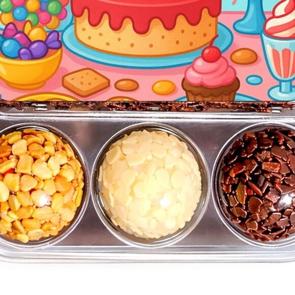 Embalagem Bolo Docinhos Personalizada Mesa Doces Coloridos