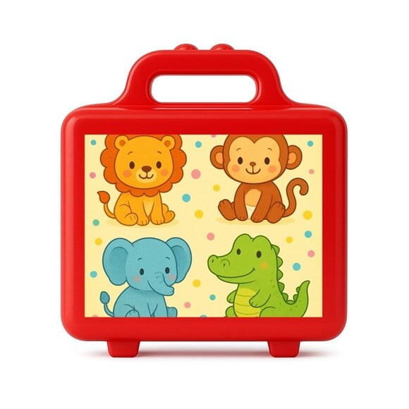 Maleta Plástica Personalizada 12x10cm Animais Coloridos