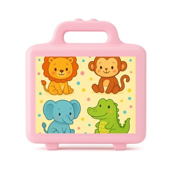 Maleta Plástica Personalizada 12x10cm Animais Coloridos