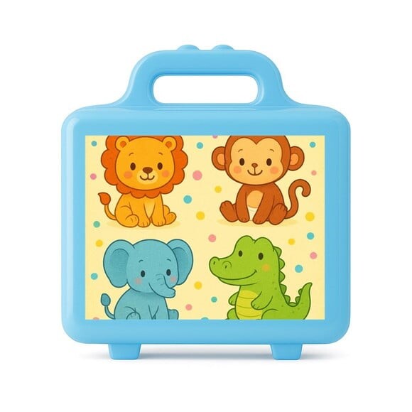 Maleta Plástica Personalizada 12x10cm Animais Coloridos