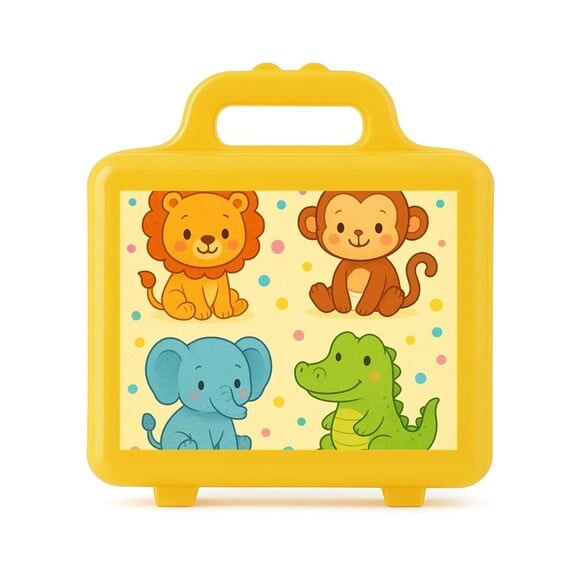 Maleta Plástica Personalizada 12x10cm Animais Coloridos