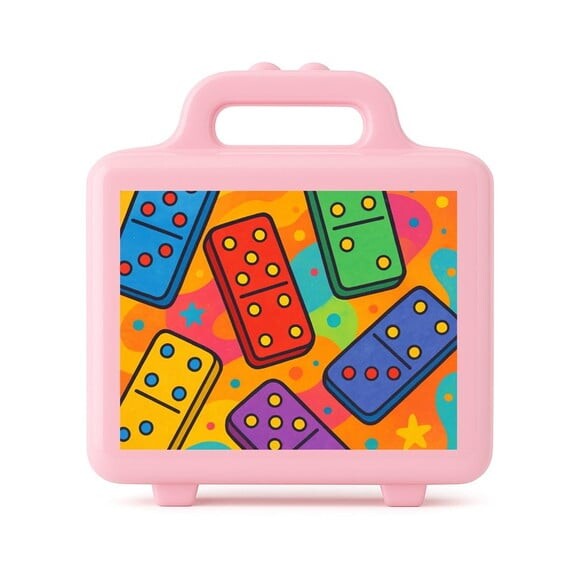 Maleta Plástica Personalizada 12x10cm Dominós Coloridos