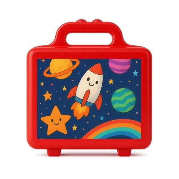 Maleta Plástica Personalizada 12x10cm Espaço Colorido