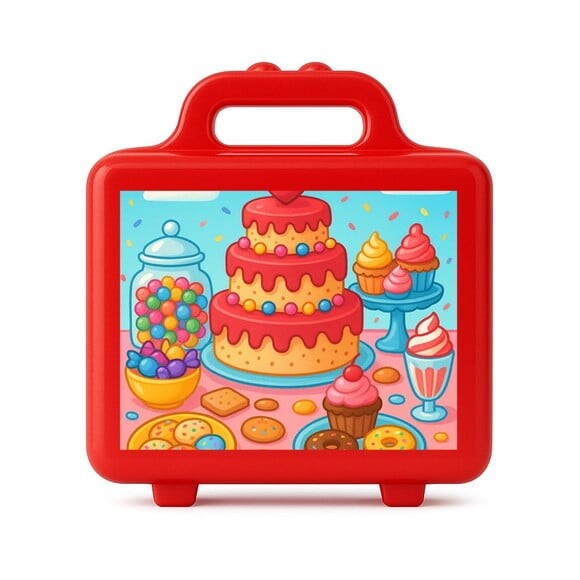 Maleta Plástica Personalizada 12x10cm Mesa Doces Coloridos