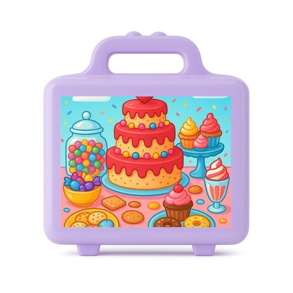 Maleta Plástica Personalizada 12x10cm Mesa Doces Coloridos