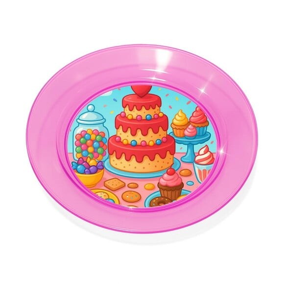 Prato Acrílico Personalizado Festa Mesa Doces Coloridos