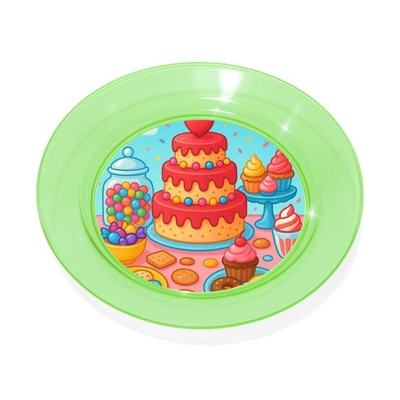 Prato Acrílico Personalizado Festa Mesa Doces Coloridos