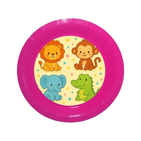 Prato de Papel Personalizado Animais Coloridos