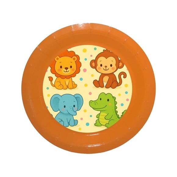 Prato de Papel Personalizado Animais Coloridos