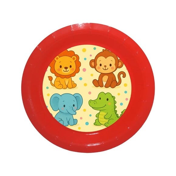 Prato de Papel Personalizado Animais Coloridos