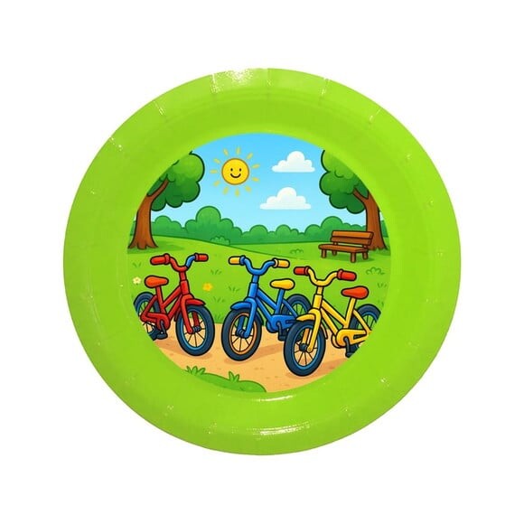 Prato de Papel Personalizado Bicicletas Coloridas