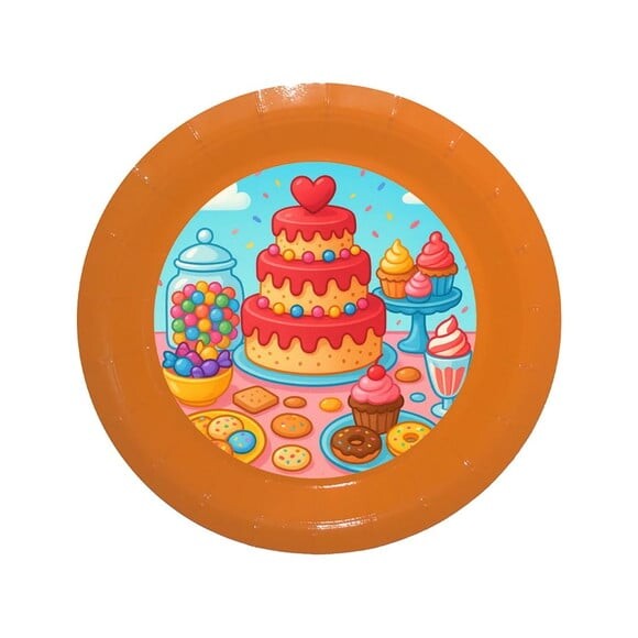 Prato de Papel Personalizado Mesa Doces Coloridos