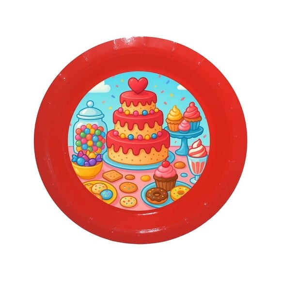 Prato de Papel Personalizado Mesa Doces Coloridos
