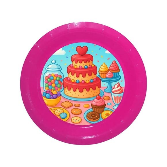 Prato de Papel Personalizado Mesa Doces Coloridos