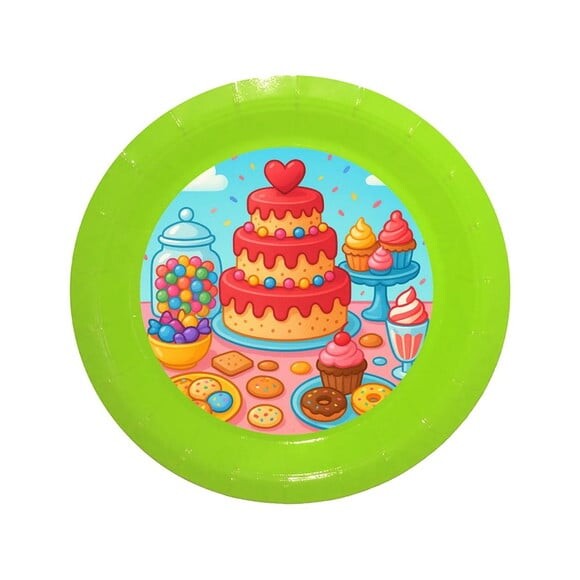 Prato de Papel Personalizado Mesa Doces Coloridos