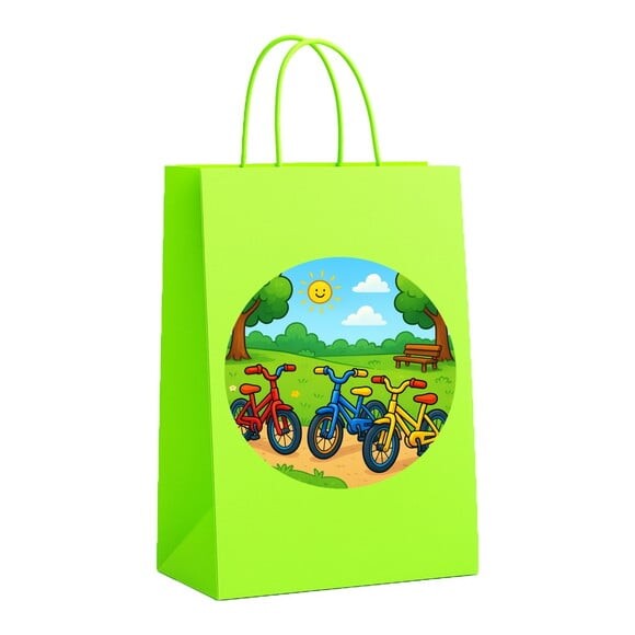 Sacola de Papel Personalizada Infantil Bicicletas Coloridas