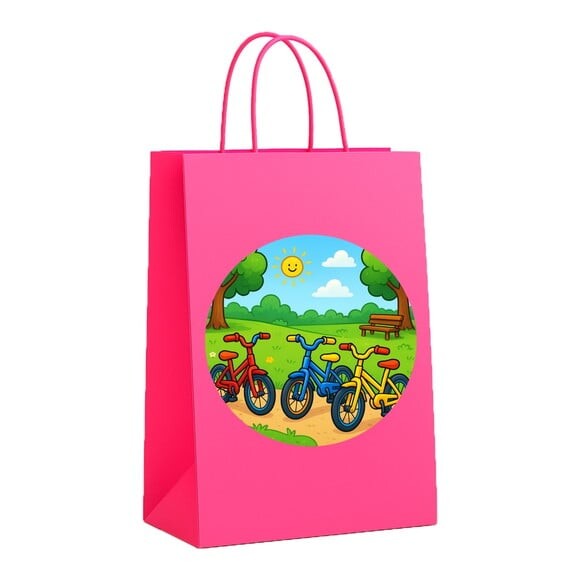 Sacola de Papel Personalizada Infantil Bicicletas Coloridas