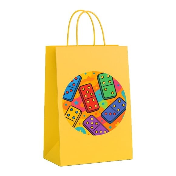 Sacola de Papel Personalizada Infantil Dominós Coloridos