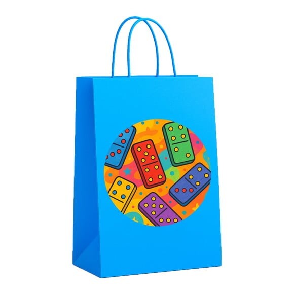 Sacola de Papel Personalizada Infantil Dominós Coloridos